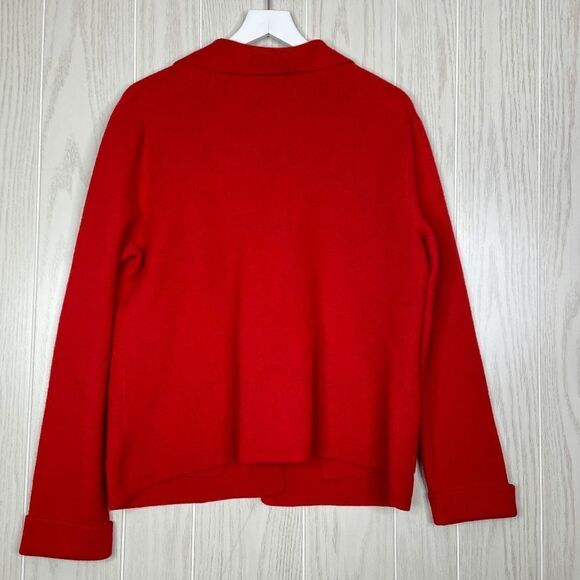 Anthro Moth Button Collared Knit Sweater Blazer Women's Red Size Small - Picture 2 of 5